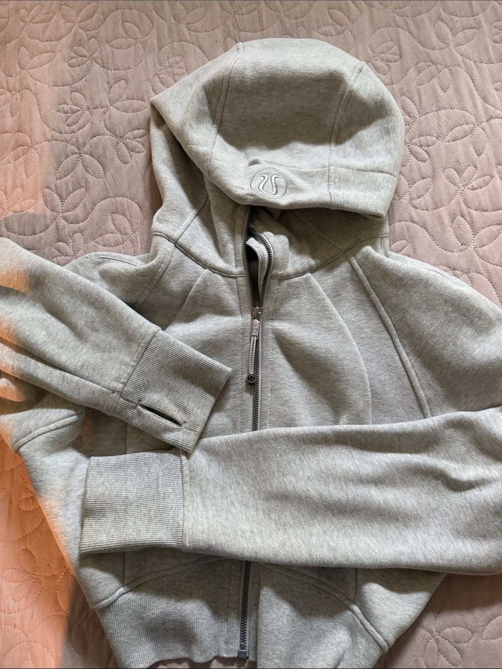 Lululemon Scuba Light Gray Zip Hoodie